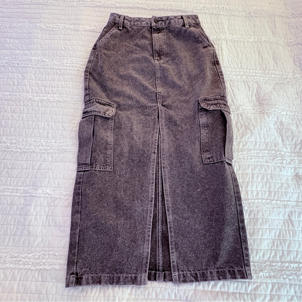 love, Fire Charcoal Maxi Cargo Skirt